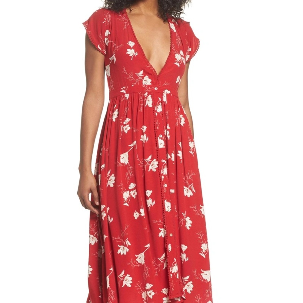BNWT Domingo Midi Dress in Scarlet Tulips Nordstrom